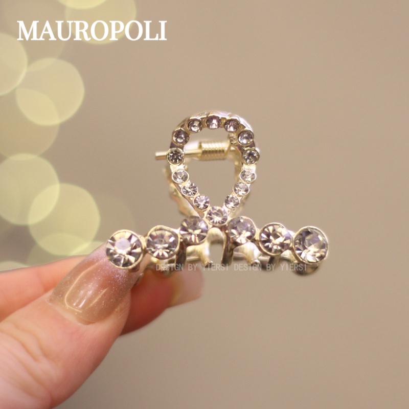 Mauropoli [Sẵn Sàng] Phiên Bản Hàn Quốc Kẹp Kim Cương Giả Chữ Thập Dễ Thương Phụ Kiện Tóc Nhỏ Đầu Lưng Nữ Nửa Kẹp Tóc Thời Trang Sang Trọng Phụ Kiện Đầu