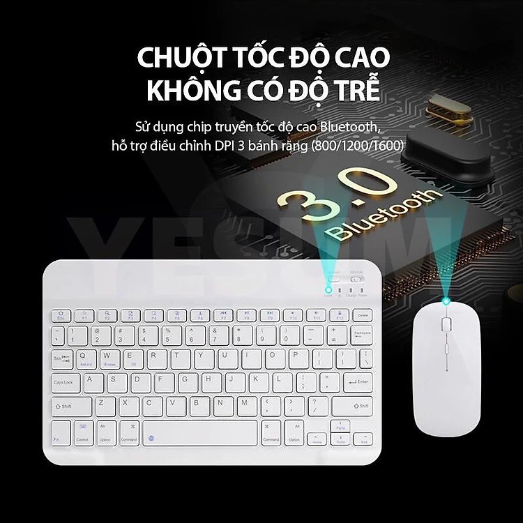 Combo bàn phím chuột bluetooth dành cho văn phòng , chơi game công nghệ chống ồn 10inch