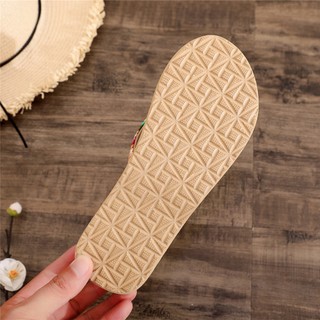 Dép Sandal Cao Gót 5cm Quai Dây Thừng Đế Xuồng Thời Trang Đi Biển Dành Cho Nữ