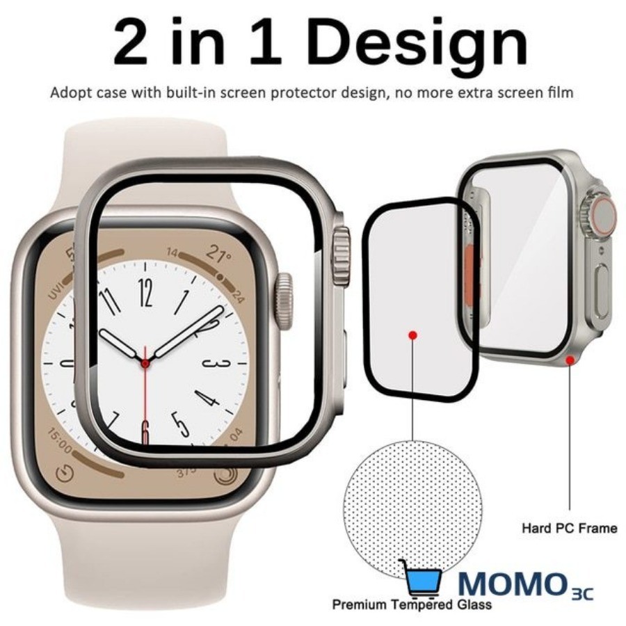 Kính + Ốp Lưng Cho Apple Watch 46mm 42mm Series 10 44mm 45mm 41mm 40mm 42mm 38mm Vỏ Bảo Vệ Màn Hình Thay Đổi Siêu Cản iWatch 9 8 7 SE 6 5