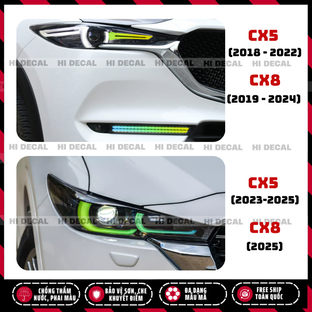 Tem dán đèn CX5 Cx8, decal dán đèn CX5 trang trí chống nước bền màu