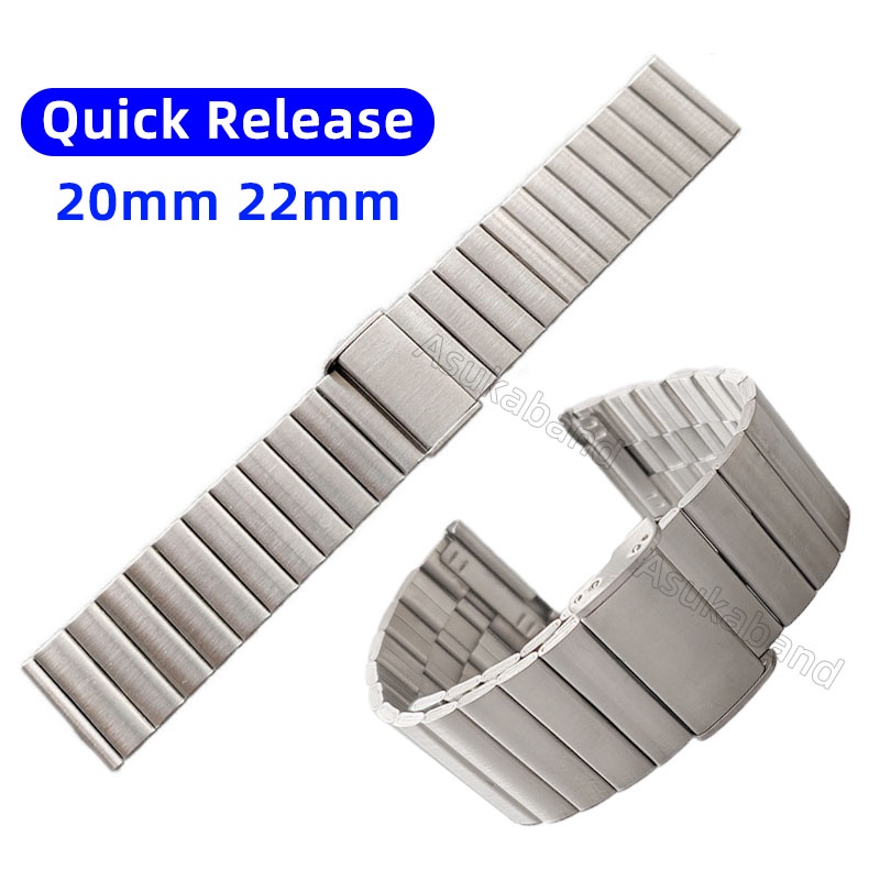 Phát hành nhanh Dây đeo đồng hồ bằng thép không gỉ 20mm 22mm Vòng tay bạc Nam nữ Dây đeo cổ tay thể thao Cổ điển Dây đeo đồng hồ thông minh Thay thế đa năng