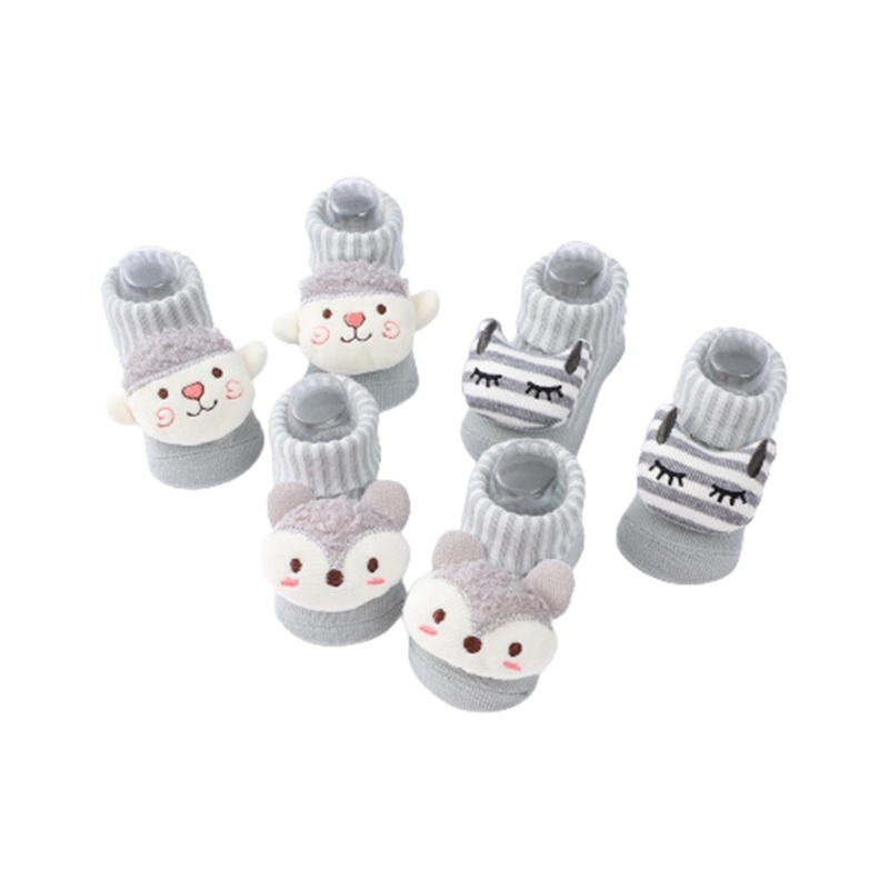 MIS 3 Cặp Hoạt Hình Cho Bé Giày Đi Bộ Đầu Tiên Dệt Kim Sơ Sinh Bé Trai Bé Gái Tất Giày Bốt Thời Trang Chống Trơn Trượt Trẻ Sơ Sinh Booti