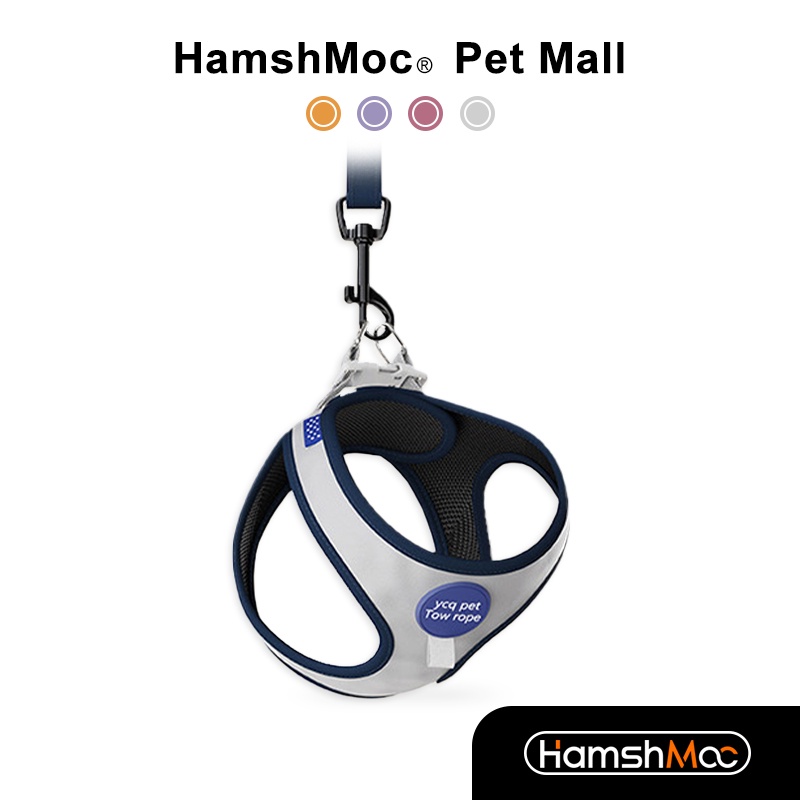 HamshMoc Bộ dây nịt và dây xích cho chó bền bỉ Dây nịt thú cưng có thể điều chỉnh Dây dẫn chó thoáng khí chống đầy đặn có tay cầm mềm cho chó nhỏ vừa đi bộ