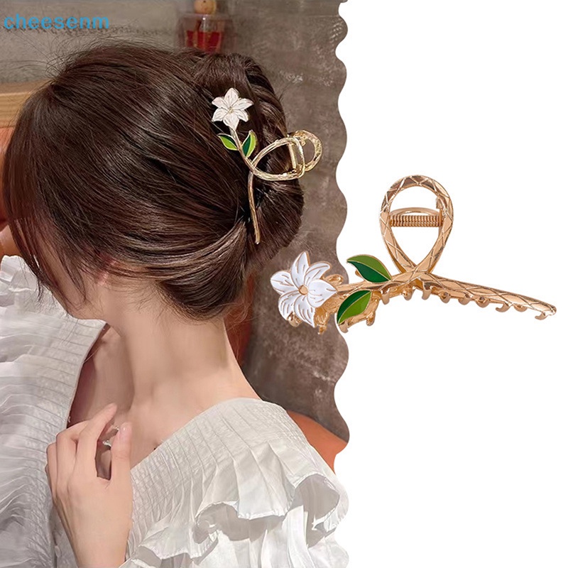 Kẹp Tóc Dạng Móng Vuốt Đính Hoa lily cheenm lily Cho Nữ