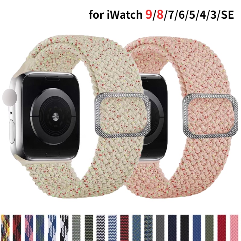 Dây đeo vòng đơn bện Nylon cho Apple Watch 49mm 45mm 44mm 41mm 40mm Series 11 10 9 8 Ultra 3 2 1 8 7 6 5 4 SE 3 Dây đeo đàn hồi cho iWatch 42mm 38mm