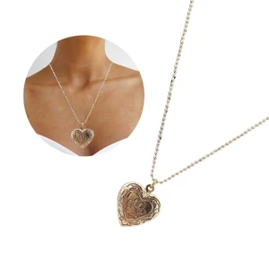 YOI Bộ Nhớ Vòng Cổ Trái Tim Mềm Vòng Cổ Hộp Trái Tim Mặt Dây Chuyền Choker Chất Liệu Hợp Kim
