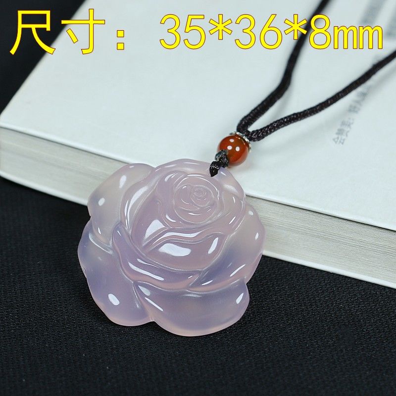 Mặt Dây Chuyền Đá Mã Não Tự Nhiên Hoa Hồng Thời Trang Sang Trọng Dễ Phối Đồ