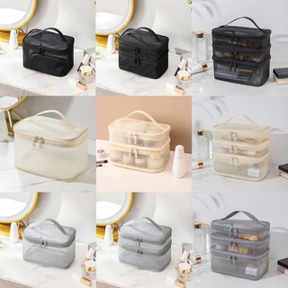 [Crush] Túi sắp xếp trang điểm, Túi đựng mỹ phẩm du lịch lưới trong suốt 1 / 2 / 3 lớp, Trang điểm lưu trữ dung lượng lớn thời trang dành cho nữ