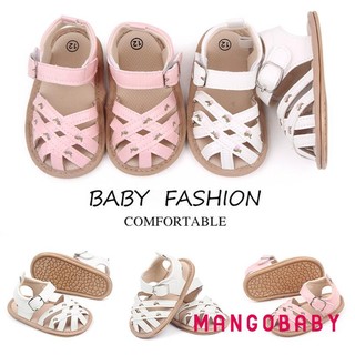 Mgg-baby Bé Gái Xăng đan Mùa Hè Đóng Mũi Thêu Hoa Căn Hộ Sơ Sinh Đầu Tiên Tập Đi Cũi Giày