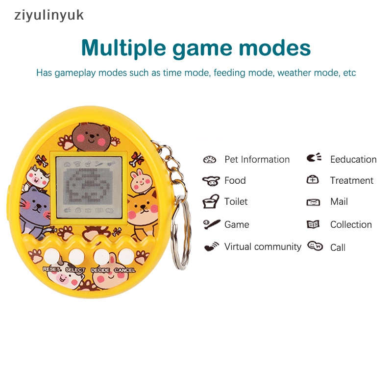 Ziyulinyuk Điện Tử Thú Cưng Máy Bỏ Túi Máy Chơi Game Điện Tử Thú Cưng Trứng Thú Cưng Móc Khóa EN