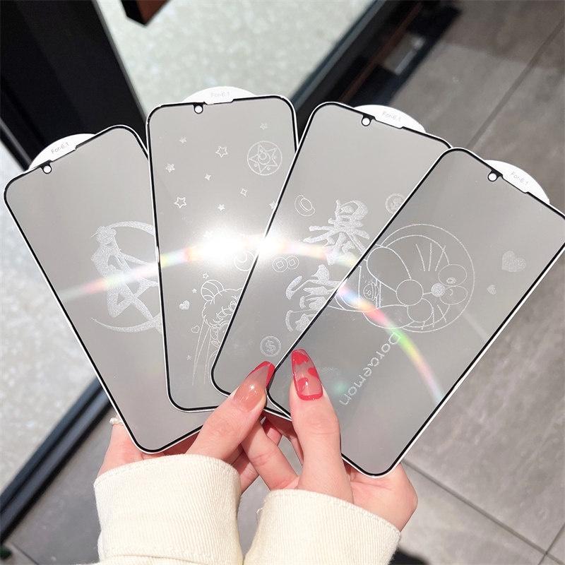 Bảo vệ màn hình riêng tư chống gián điệp cho iPhone 12 pro max 12Pro 12ProMax Bảo hiểm toàn diện Kính cường lực bảo mật Phim hoạt hình 6D Shadow