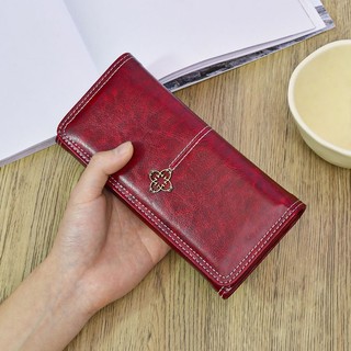Ví Da pu Cao Cấp Dáng Dài Cỡ Lớn Phối Khóa Cài Xinh Xắn Cho Bạn Gái