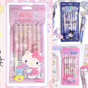 Bút gel (6 s), mực đen 0,5mm, bút statiry đáng yêu Kuromi Kitty My Me | Bluerubystore