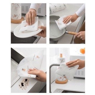 Set 5 cuộn giấy lau đa năng nhà bếp - khăn giấy thấm dầu mỡ, giặt và tái sử dụng được
