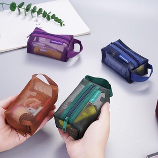 [Giao hàng từ Việt Nam] Ví đựng tiền xu có dây kéo Mini NOOKSTORY, Túi đựng lưới vuông thoáng khí dung tích lớn, Túi đựng mỹ phẩm nhẹ di động