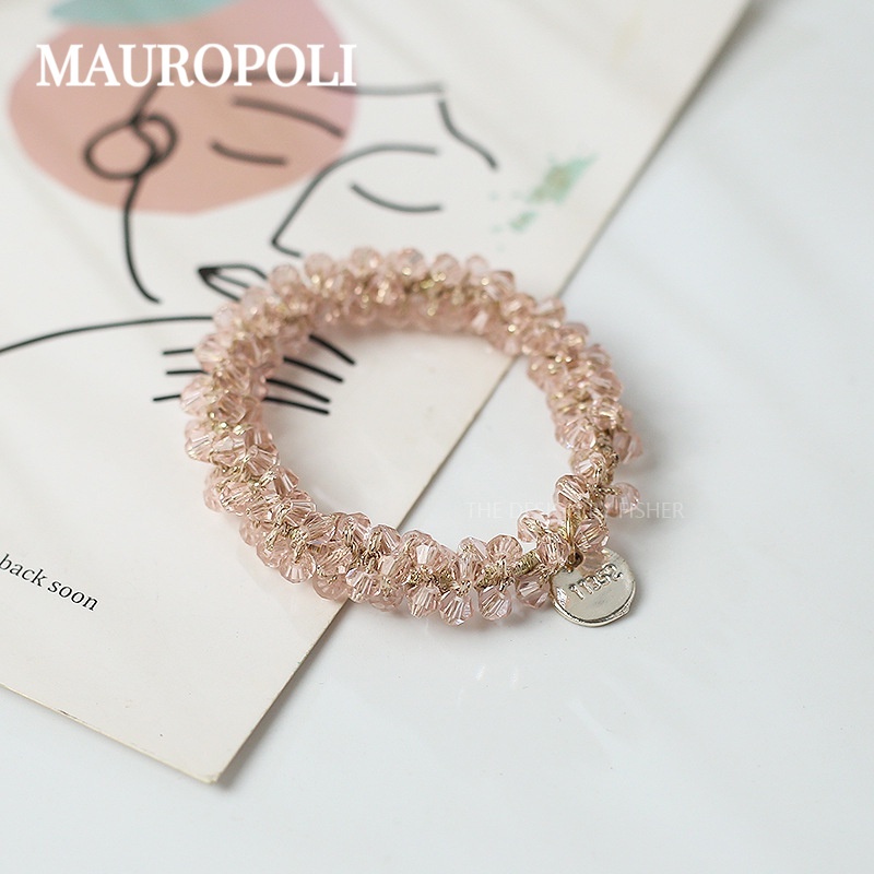 Mauropoli [Sẵn sàng] Dây buộc tóc pha lê đơn giản Tính khí nữ Thanh lịch Hàn Quốc Dongdaemun