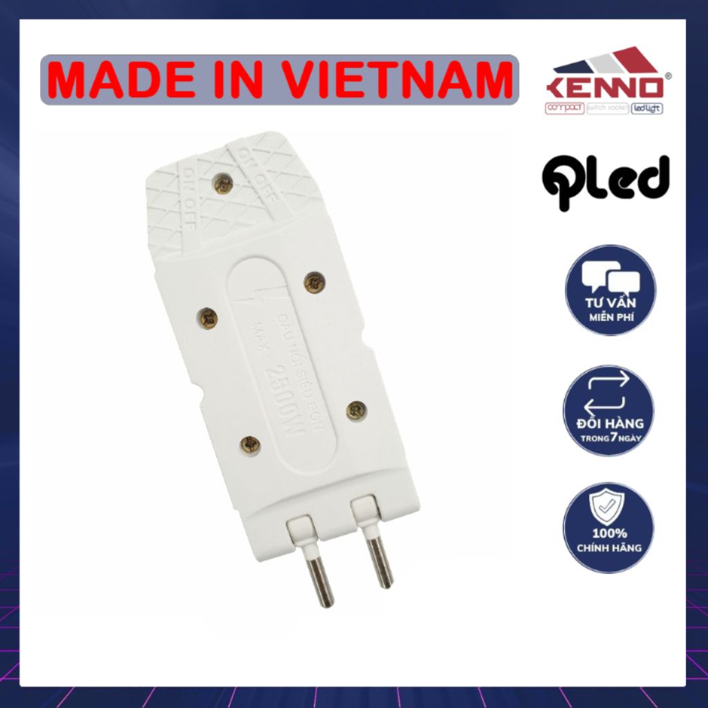 Phích cắm điện thông minh Qled/Kenno đầu nối siêu gọn 1 ra 5 Q5 màu trắng màu đen