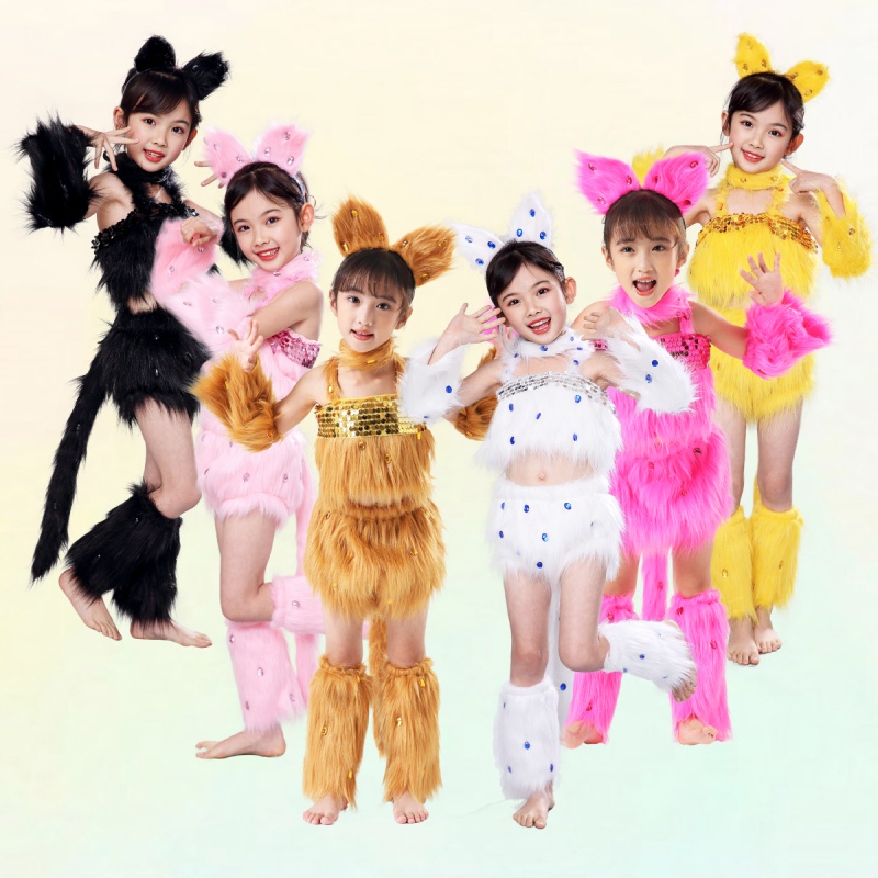 💕Chỗ💕 Quần Áo Trẻ Em Động Vật Múa Trang Phục Quần Áo Cho Bé Gái 3 Đến 14 Tuổi Mèo Ba Tư Trang Phục Mới Lạ Halloween Giáng Sinh