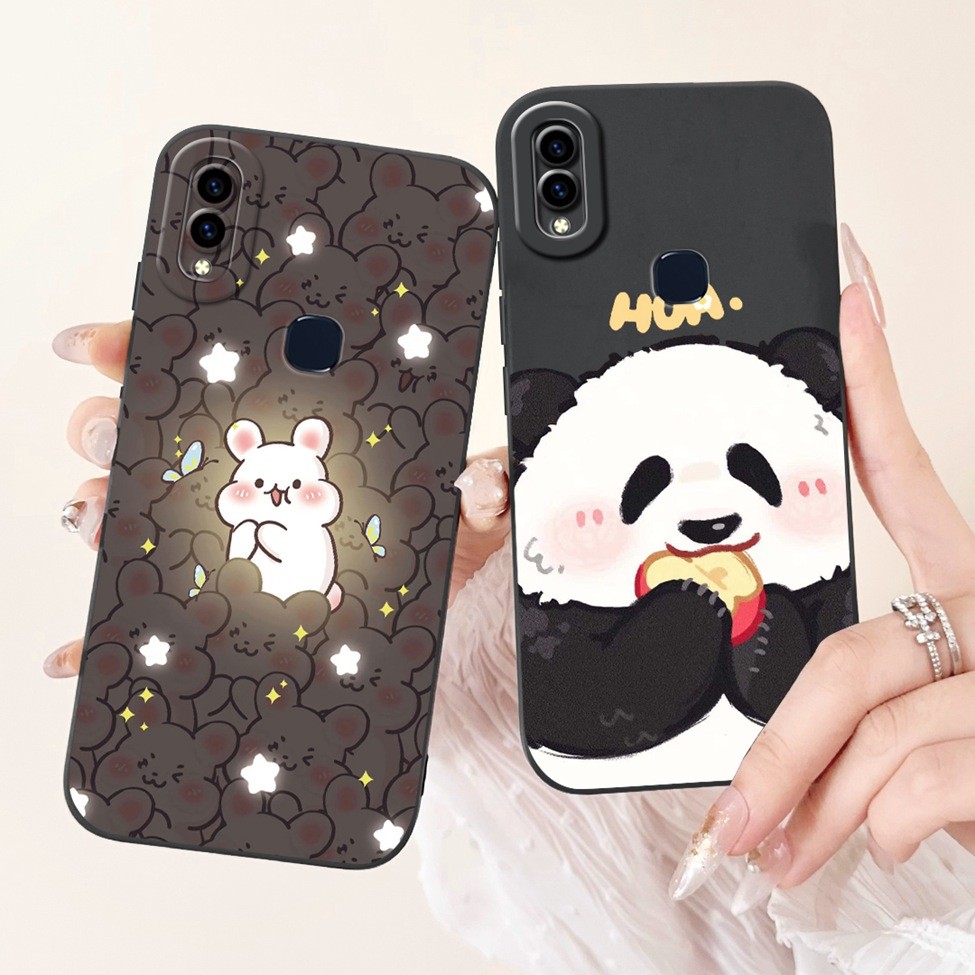 Ốp lưng Vivo V11i 1806 Y97 V18183A V18183T Vỏ điện thoại Vivo Y97 Có dấu vân tay Mèo Gấu trúc Thỏ Hoa thời trang Tình yêu