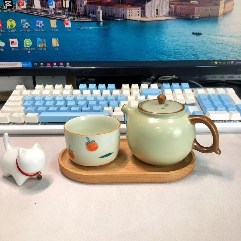 [Chất liệu gốm sứ] Ru Kiln One Pot One Cup Shop Cloud Pot Trà văn phòng Uống trà du lịch Bộ trà Kung Fu gia đình Master Cup