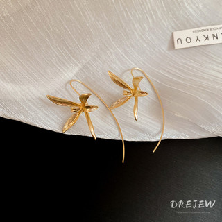 [Drejew] Móc tai cánh hoa Iris hợp kim siêu cổ tích Bông tai thời trang khí chất bông tai thanh lịch Phụ kiện cao cấp nhẹ sang trọng
