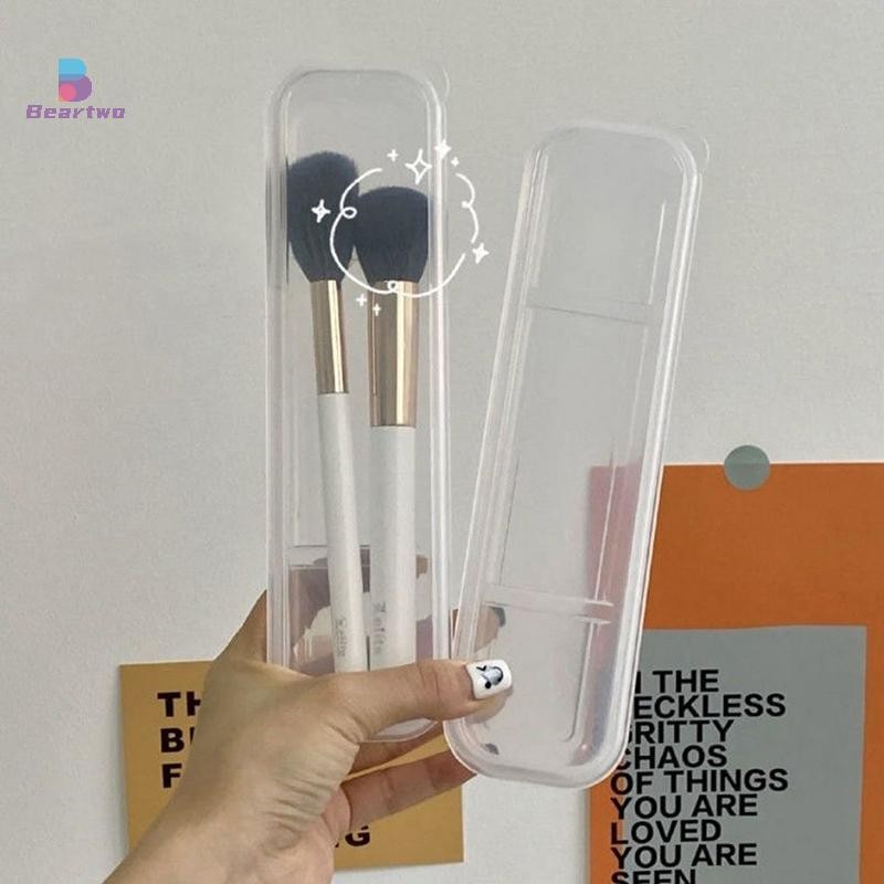 < Beartwo > Dụng cụ sắp xếp cọ trang điểm trong suốt có nắp Hộp đựng bút chì lông mày di động dành cho nữ Dụng cụ trang điểm Dụng cụ trang điểm đẹp