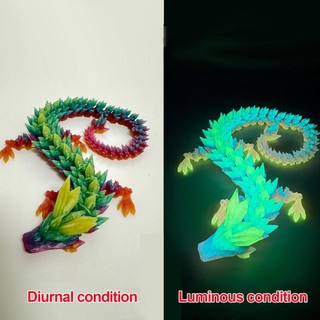 3D In Hình Dạ Quang Hình Rồng Khớp Di Động Pha Lê Trang Trí Đèn Ngủ Cầu Vồng saixit2vn
