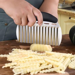 Máy cắt khoai tây DWELLCO, Máy thái khoai tây hạng nặng bằng thép không gỉ, nếp nhăn có tay cầm Máy xay rau gợn sóng