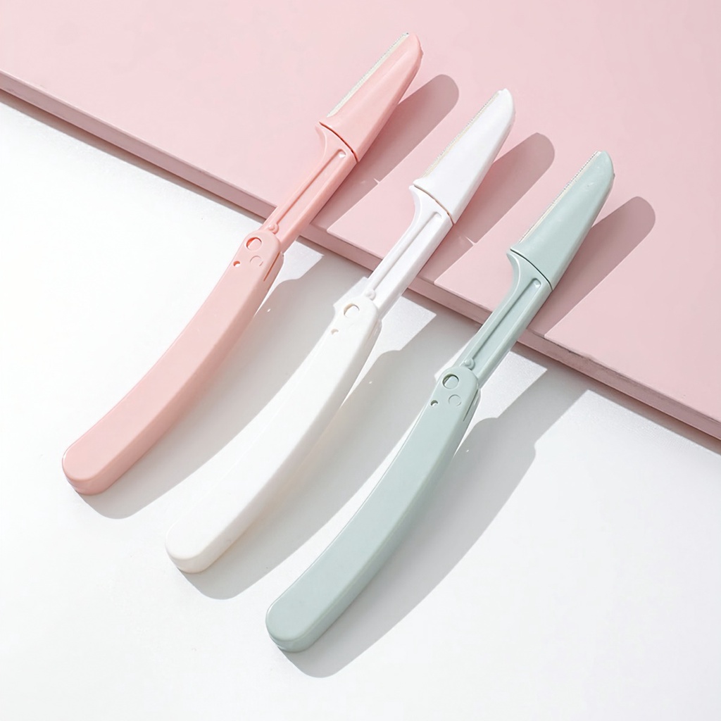 Hộp 3 Dao Cạo Lông Mày Gấp Gọn Màu Pastel Cute