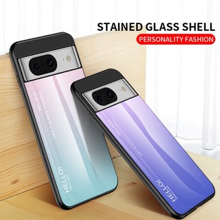 Ôp Điện Thoại Tráng Kính Cường Lực Màu gradient Viền silicone Dẻo Cho google pixel 8 7 6 pro 7a 6a Ốp