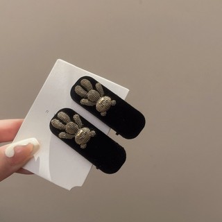 1 Kẹp Tóc Vải Nhung Đen Hình Chú Gấu Đáng Yêu