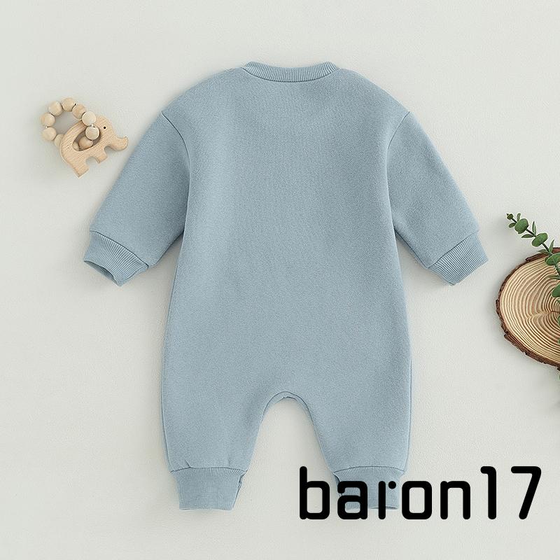 Lpdl-baby Bé Trai Jumpsuit Dễ Thương Thêu Chữ Dài Tay Cổ Tròn Không Chân Áo Liền Quần Mùa Đông Thu Trang Phục