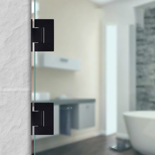 1 Kẹp Cửa Kính Nhà Tắm Không Khung Bằng Thép Không Gỉ Màu Đen Góc 90 Độ