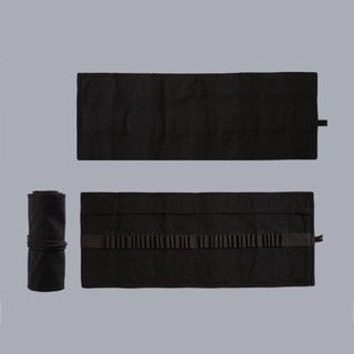 Túi Đựng Bút ROOMYCO, Bàn Chải Trang Điểm Bảo Quản Rèm Bút Canvas, Thời Trang Tất Cả Đen 12 / 24 / 36 / 48 / 72 / 108Holes Bàn Chải Túi Bảo Quản Văn Phòng Trường Học