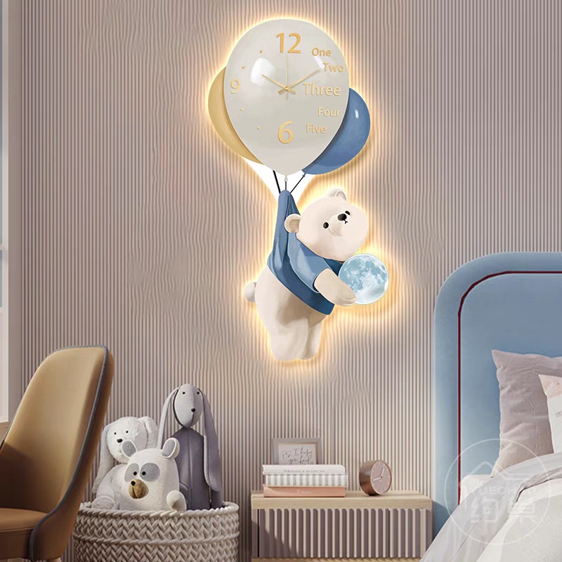 Đồng Hồ 3D LED Bong Bóng Gấu Dễ Thương Teo Phòng Khách, Phòng Phủ, Quán cafe, Nhà Trẻ, Quà Tặng Người Thân