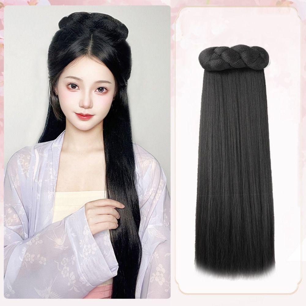 Tóc giả Trung Quốc, phù hợp Hanfu và chụp ảnh, phụ kiện tóc đen dạng búi