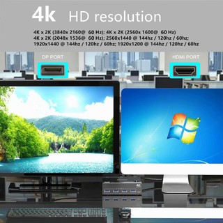 DP HDMI USB 3.0 KVM Switch, Màn hình kép Displayport KVM Switcher Hỗ trợ 4K @ 60Hz cho 2 máy tính 2 màn hình