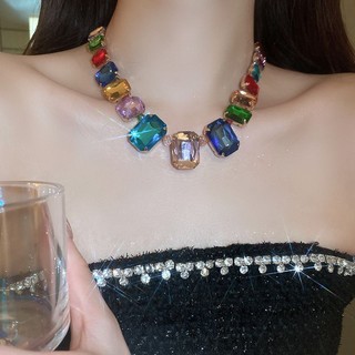 Dây Chuyền Mặt Vuông Đính Đá Pha Lê Phong Cách Âu Mỹ Sang Trọng Thời Trang Cho Nữ