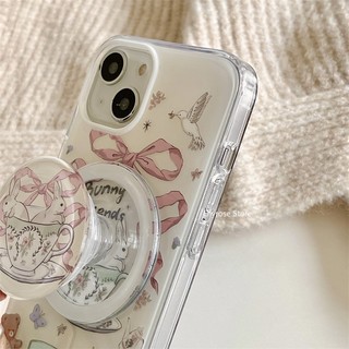 [2024 Mới Thiết Kế Giá Đỡ Từ Tính Hình Thỏ Nơ / alice Màu Hồng Có Giá Đỡ Từ Tính Cho iphone 15 pro max 14
