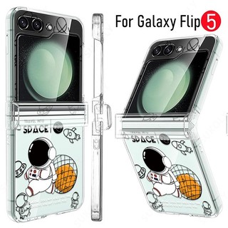 Ốp Điện Thoại PC Cứng Trong Suốt Họa Tiết Phi Hành Gia Hoạt Hình Dễ Thương Cho Samsung Galaxy Z Flip 5 Flip 4 Flip 3 Flip 5 4 3