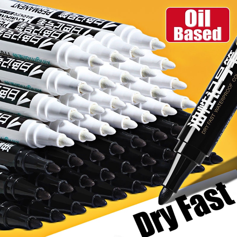 Bút đánh dấu sơn đen trắng 2.0mm / 1.5mm / Đồ dùng văn phòng trường học Văn phòng phẩm / Bút đánh dấu vĩnh viễn nhanh khô gốc dầu / Bút sơn chống nước cho nhựa gỗ đá