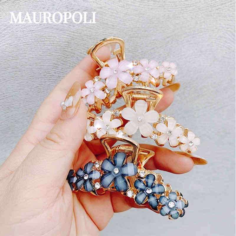 Mauropoli [Sẵn Sàng] Kẹp Hoa Đầu Sau Tắm Kẹp Tóc Nữ Kẹp Tóc Cá Mập Mũ Đội Đầu