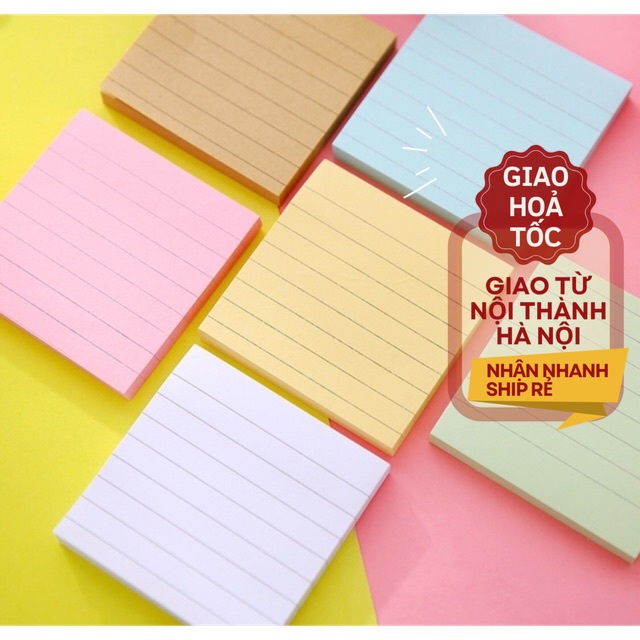 Tập 80 tờ Giấy note giấy ghi chú vuông có dòng kẻ nhiều màu sắc ST264 ...