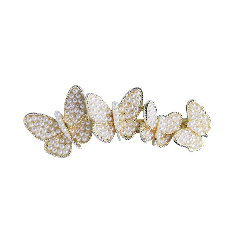 Mauropoli [Sẵn Sàng] Kẹp Tóc Bướm Ngọc Trai Giả Sang Trọng Thanh Lịch Hàn Quốc Phong Cách Mori Nổ Kẹp Bên Kẹp Mũ Đội Đầu Cô Gái Kẹp Tóc Phụ Kiện Tóc