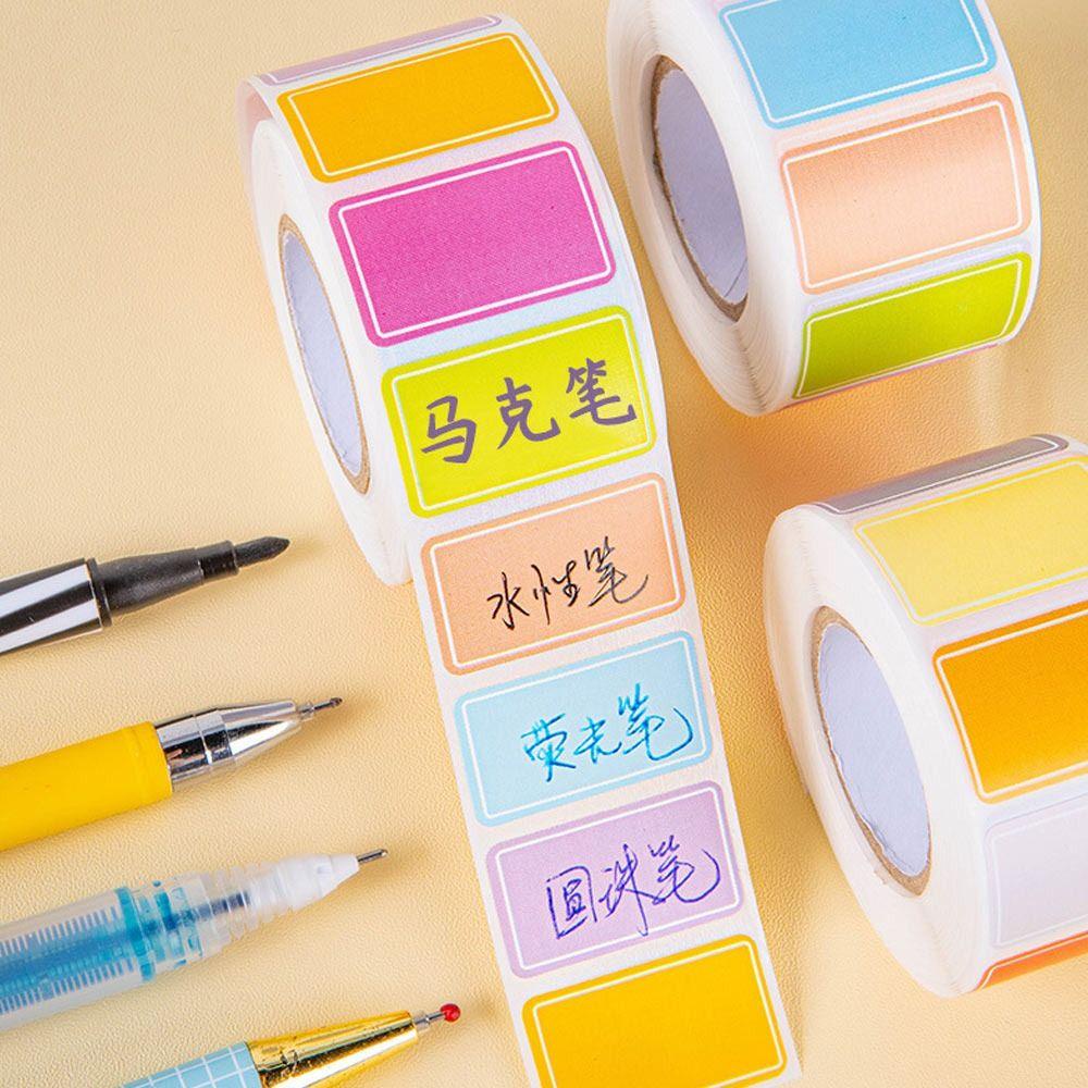SEREIN 500 Cái / Cuộn Tên Nhãn Dán, Trống Chống Thấm Nước Nhãn Dán, Đồ Dùng Văn Phòng Phẩm Nhãn Dán Có Thể Ghi Tự Dán