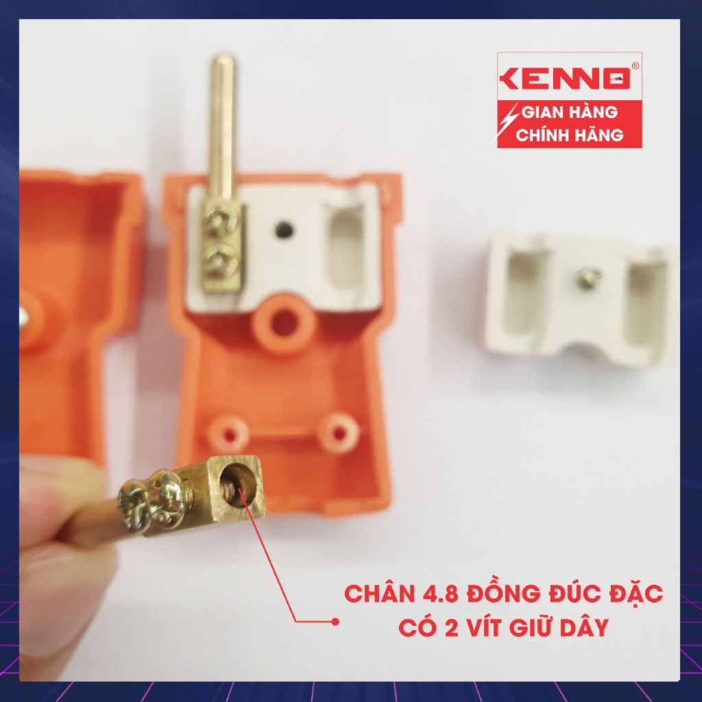 Phích cắm chịu tải Qled/Kenno công suất 3000W màu cam trắng đen chân phích 4.8mm