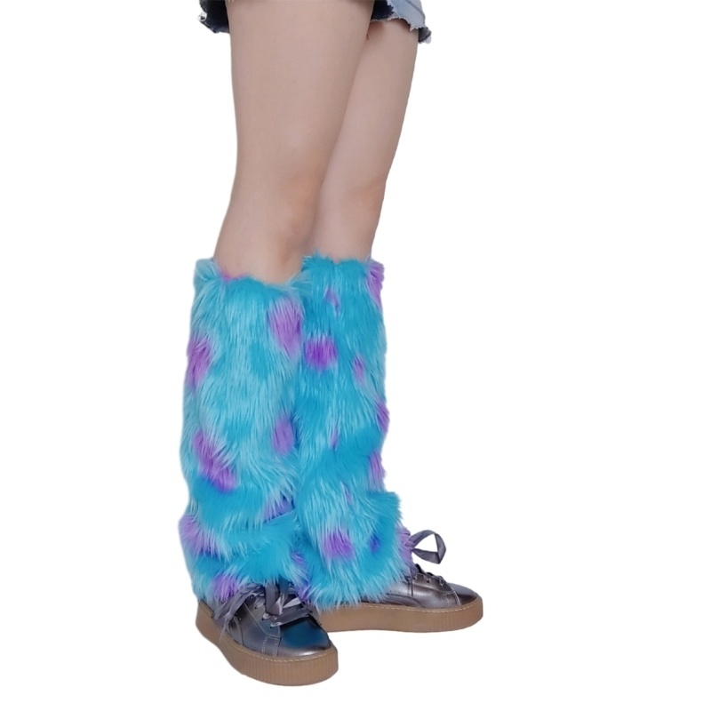 Dassbsug Nữ Quái Vật Cosplay Lông Chân Ấm Mùa Đông Ấm Áp Dày Fuzzy Sang Trọng Boot Vòng bít