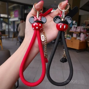 Phụ Kiện Điện Thoại Di Động Mickey Minnie Bện Dây Tay Dày Nữ Di Động Cổ Tay Dây Kẹp Vỏ Điện Thoại Sling Phong Cách Ngắn Leo Núi Dây Ngoài Trời