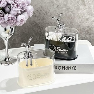 hộp đựng tăm bông tăm xỉa răng 2 ngăn hình thỏ Bunny phong cách hiện đại